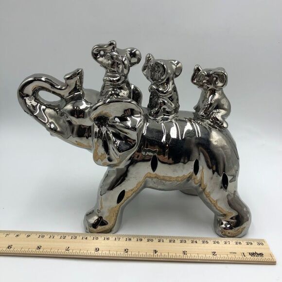 Elephant Family Animal Metal Jungle Safari Wild Kingdom Tabletop Shelf Décor - Picture 9 of 10